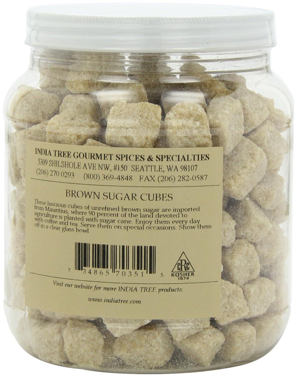 image:imageIndia Tree NonGMO Fair Trade White Sugar Cubes 11 lb Container Pure Cane Sugar RoughCut Cubes for Coffee Tea Cocktails Beverages and EntertainingBrown Sugar Cubes