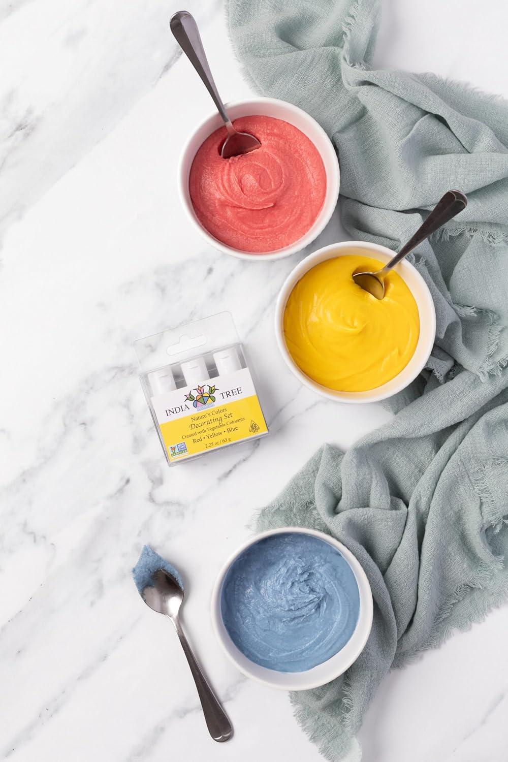 image:imageNatural Liquid Food Coloring Set PlantBased DyeFree NonGMO AllergenFree 3 Bottles Red Yellow Blue 1265 oz India Tree Natures Colors