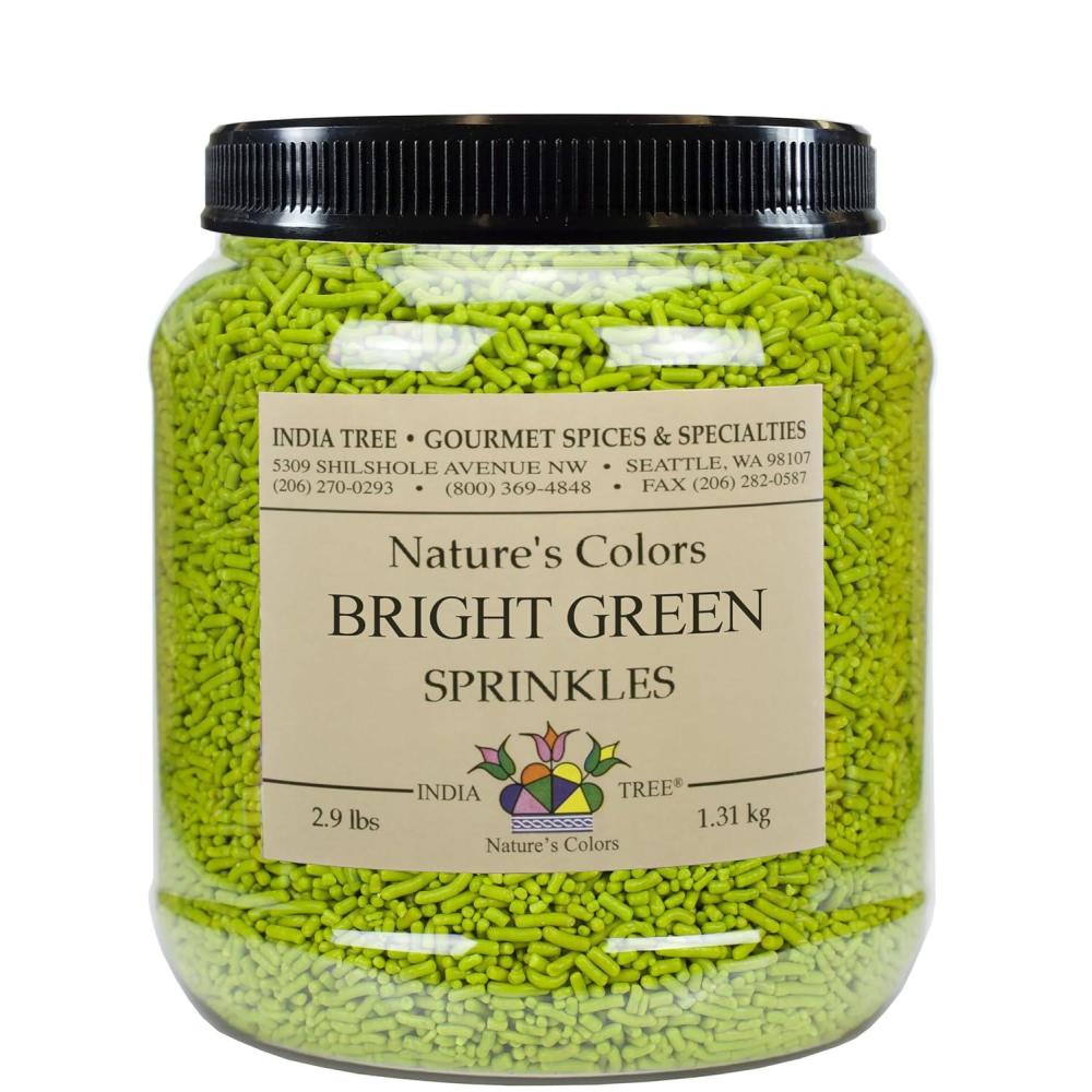 image:imageBright Pink Sprinkles  Vegan NonGMO DyeFree AllergenFree 3 oz Jar  India Tree Natures ColorsBright Green