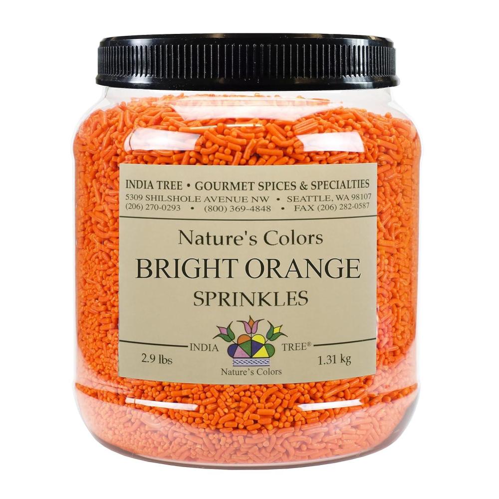 image:imageBright Pink Sprinkles  Vegan NonGMO DyeFree AllergenFree 3 oz Jar  India Tree Natures ColorsBright Orange