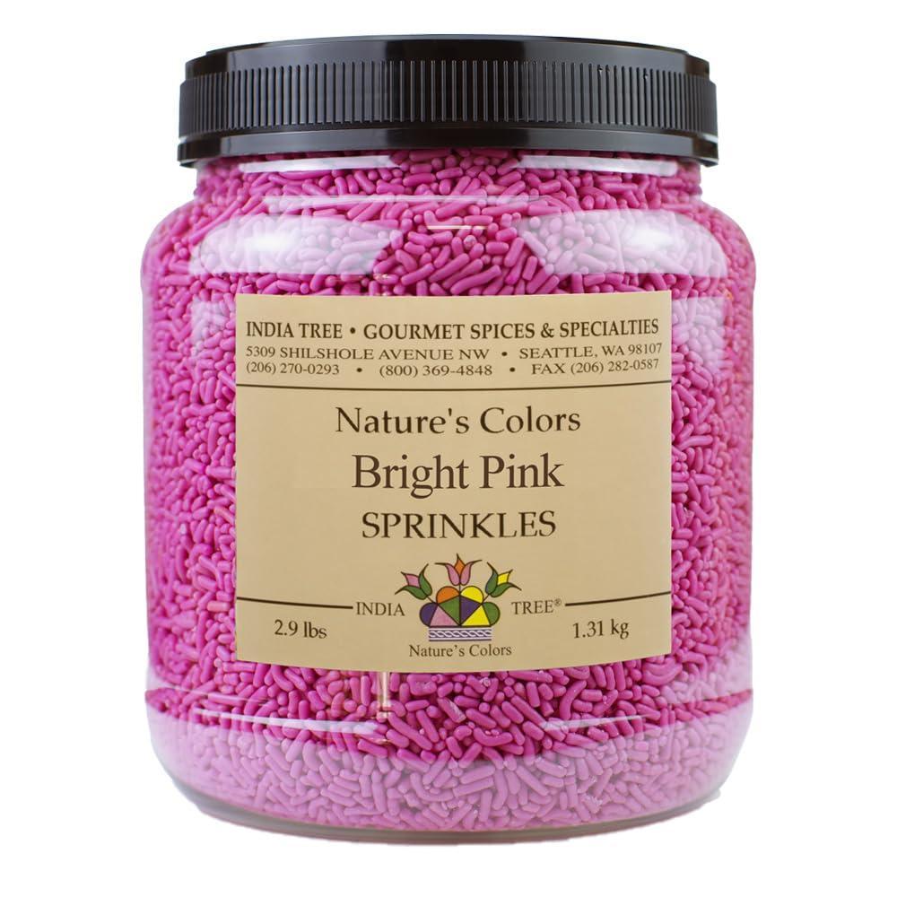 image:imageBright Pink Sprinkles Vegan NonGMO DyeFree AllergenFree 3 oz Jar India Tree Natures ColorsBright Pink