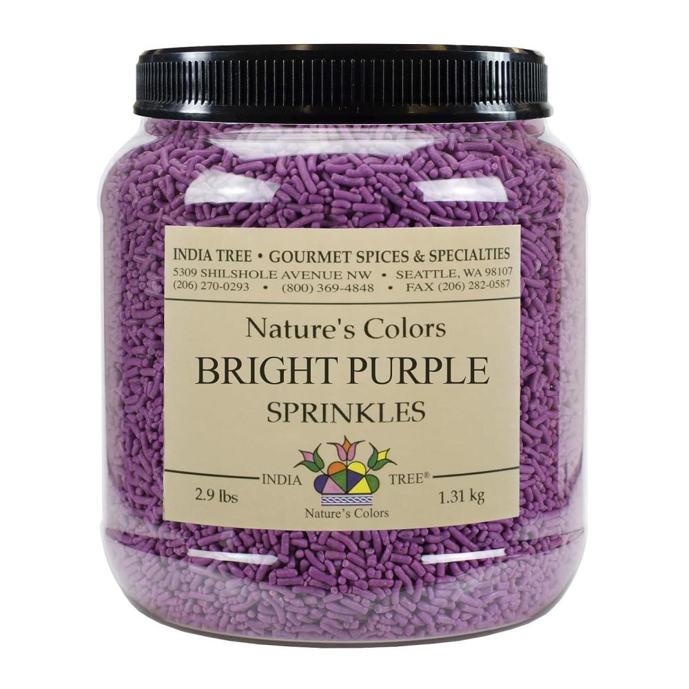 image:imageBright Pink Sprinkles  Vegan NonGMO DyeFree AllergenFree 3 oz Jar  India Tree Natures ColorsBright Purple
