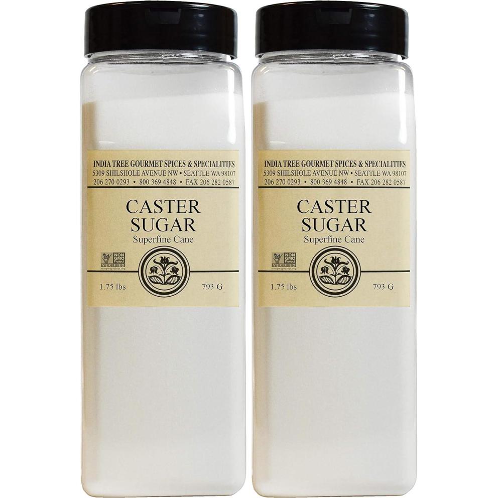 image:imageIndia Tree Superfine Caster Sugar 175 lb NonGMO GlutenFree Premium Baking amp Dessert Cane Sugar28 Ounce Pack of 2