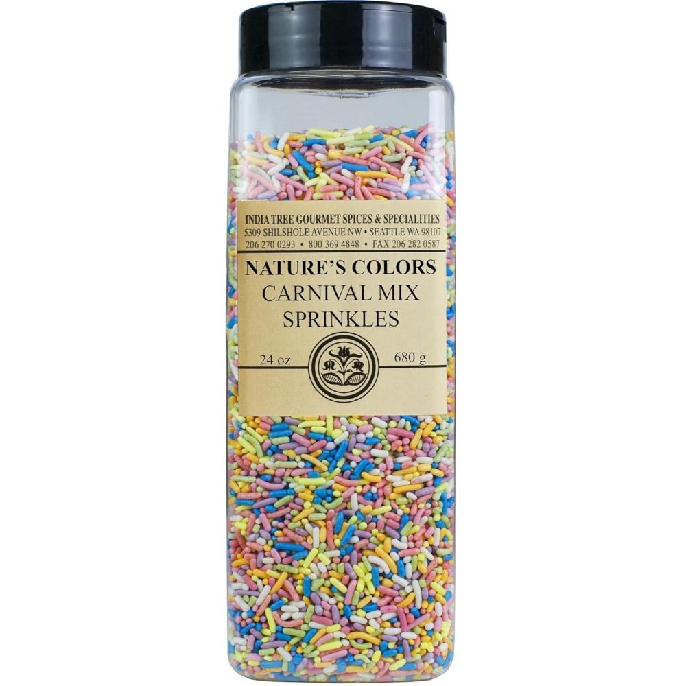 image:imagePastel Rainbow Sprinkles DyeFree AllergenFree PlantBased Colors 29 lb Canister India Tree Natures Colors24 oz