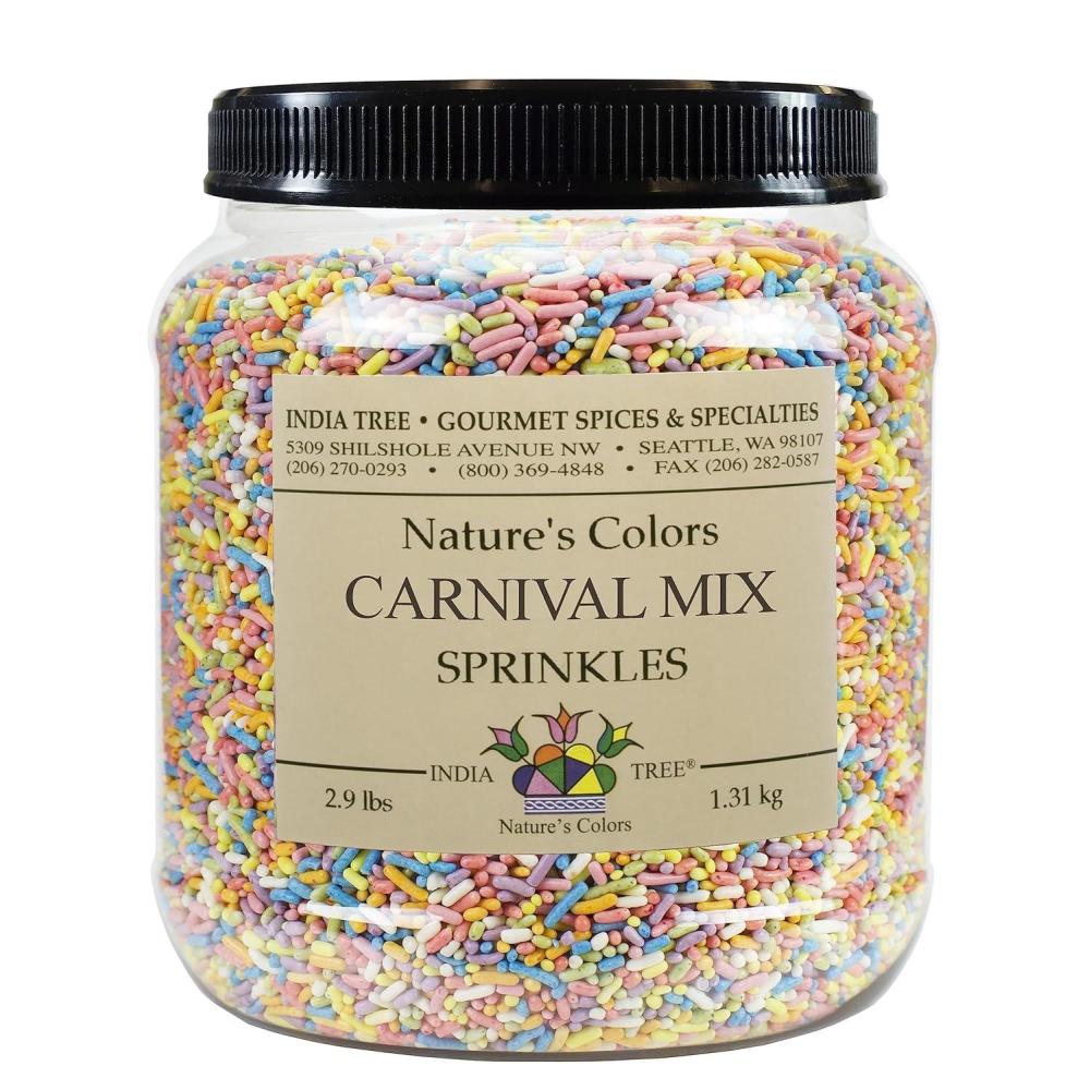 image:imagePastel Rainbow Sprinkles DyeFree AllergenFree PlantBased Colors 29 lb Canister India Tree Natures Colors29 Pound Pack of 1