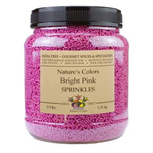 Bright Pink Sprinkles – Vegan, Non-GMO, Dye-Free, Allergen-Free, 3 oz Jar – India Tree Nature’s Colors(Bright Pink)