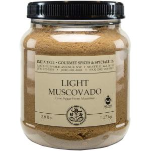 India Tree Light Muscovado Sugar, 2.8 lb Canister | Vegan, Non-GMO and Fair Trade Unrefined Brown Sugar with Molasses Flavor, Imported from Mauritius(Molasses)
