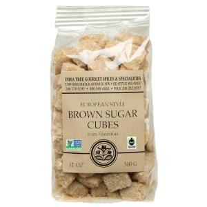 India Tree Non-GMO Fair Trade White Sugar Cubes – 1.1 lb Container – Pure Cane Sugar Rough-Cut Cubes for Coffee, Tea, Cocktails, Beverages, and Entertaining(Brown Sugar Cubes)