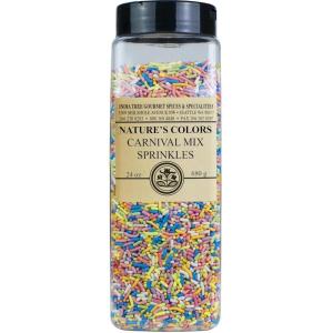 Pastel Rainbow Sprinkles – Dye-Free, Allergen-Free, Plant-Based Colors, 2.9 lb Canister – India Tree Nature’s Colors(24 oz)