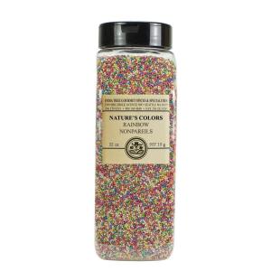Rainbow Nonpareils – Dye-Free, Vegan, Allergen-Free, Plant-Based Colors, 3.3 oz Jar – India Tree Nature’s Colors(32 oz)