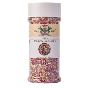 Rainbow Nonpareils – Dye-Free, Vegan, Allergen-Free, Plant-Based Colors, 3.3 oz Jar – India Tree Nature’s Colors(7 oz)