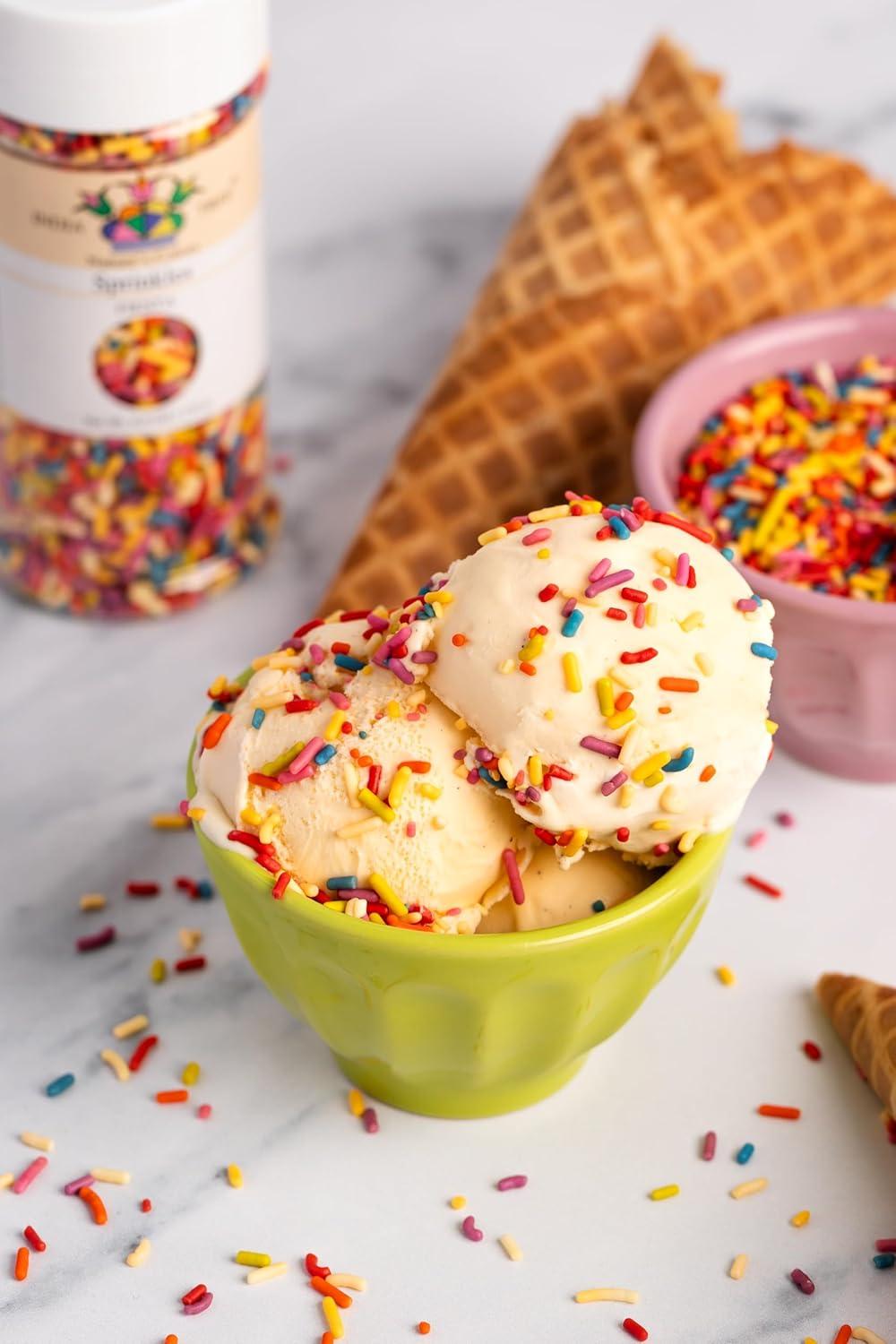image:imageBright Rainbow Sprinkles Vegan NonGMO DyeFree AllergenFree PlantBased Colors 29 lb Canister India Tree Natures Colors Fiesta24 oz