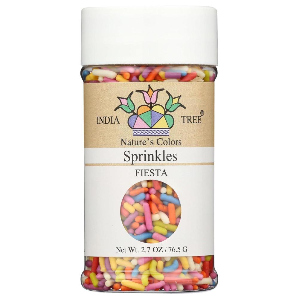 image:imageBright Rainbow Sprinkles  Vegan NonGMO DyeFree AllergenFree PlantBased Colors 29 lb Canister  India Tree Natures Colors Fiesta27 oz