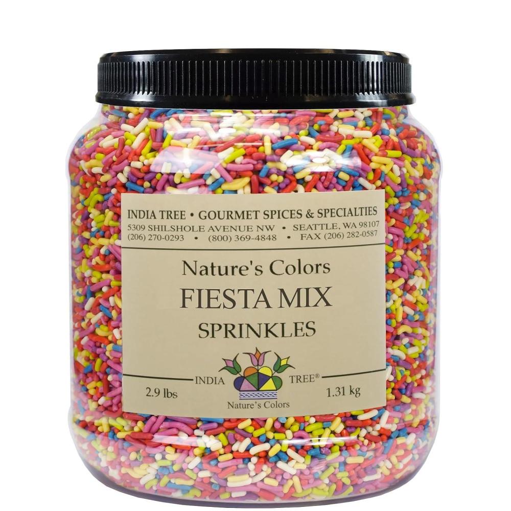 image:imageBright Rainbow Sprinkles Vegan NonGMO DyeFree AllergenFree PlantBased Colors 29 lb Canister India Tree Natures Colors Fiesta29 lb