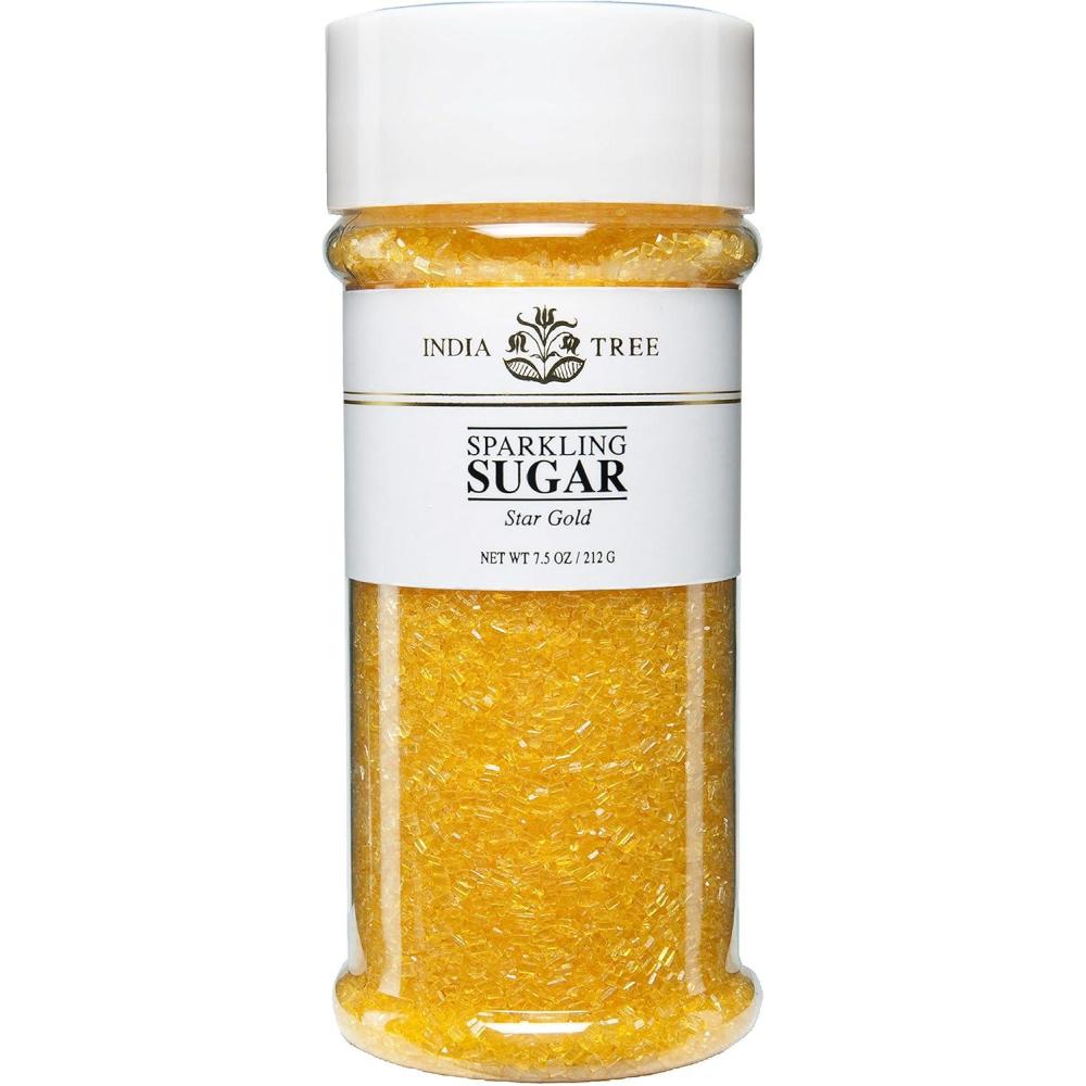 image:imageIndia Tree Gold Sparkling Sugar 75 oz Vibrant Decorating Sugar for Cakes Cookies amp Holiday DessertsStar Gold
