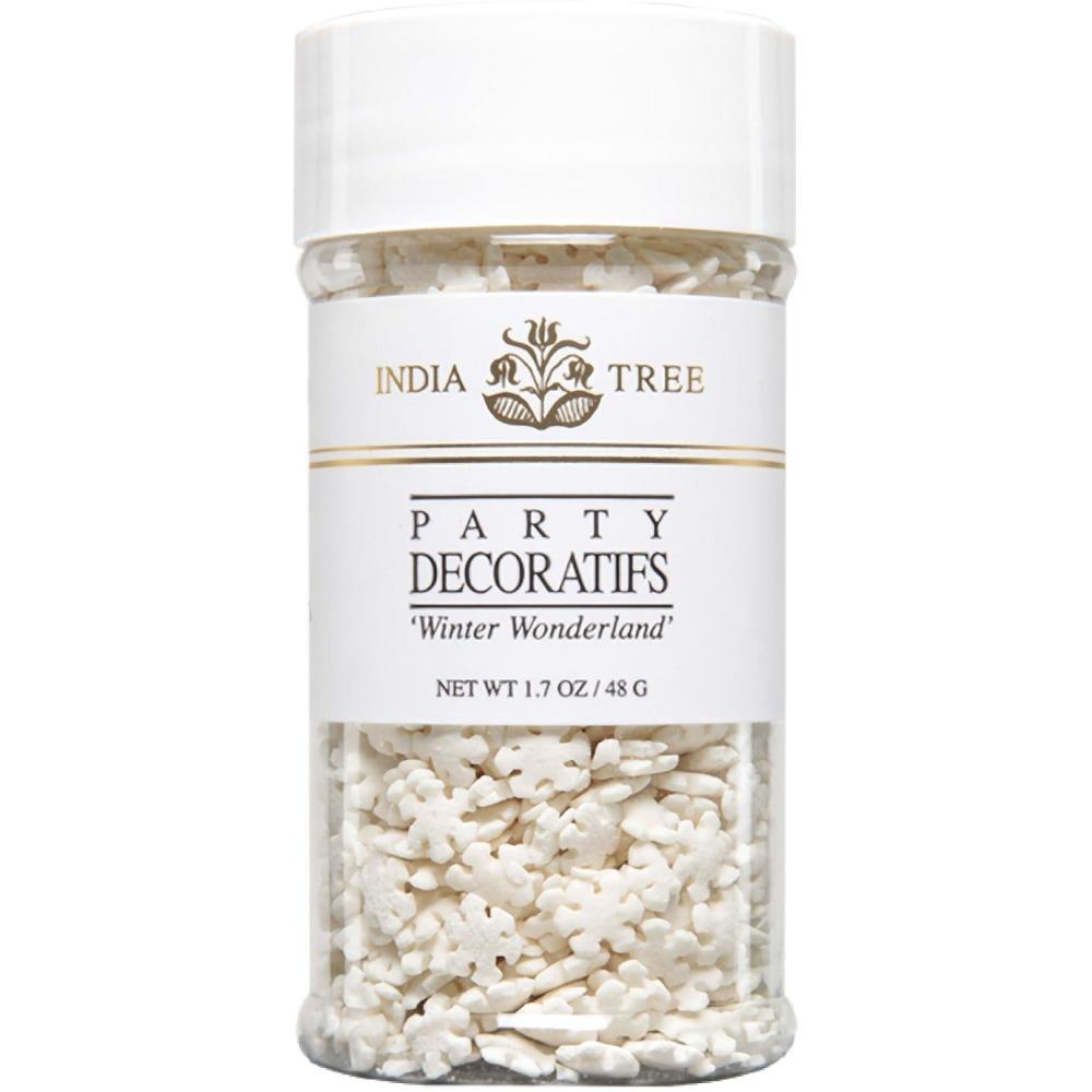 image:imageIndia Tree Winter Wonderland White Snowflake Sprinkles 17 oz Jar 2Pack Edible Snowflakes for Holiday amp Winter Baking