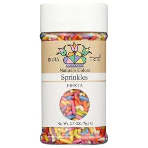 Bright Rainbow Sprinkles – Vegan, Non-GMO, Dye-Free, Allergen-Free, Plant-Based Colors, 2.9 lb Canister – India Tree Nature’s Colors Fiesta(2.7 oz)