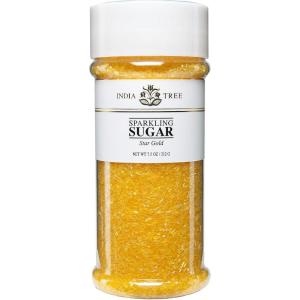 India Tree Gold Sparkling Sugar, 7.5 oz | Vibrant Decorating Sugar for Cakes, Cookies & Holiday Desserts(Star Gold)