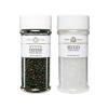 India Tree Tellicherry & Salt Jar Gift Pack – Premium Black Pepper and Sea Salt Crystals – 13.5 Ounces Total(Salt & Pepper)