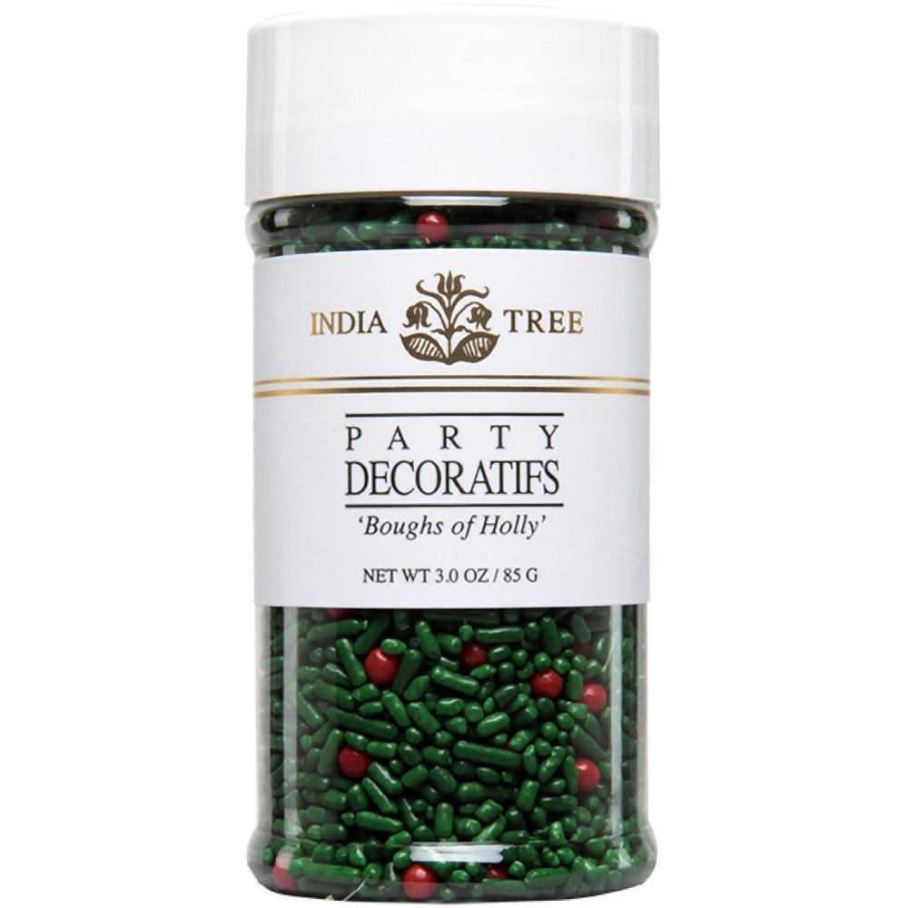image:imageIndia Tree Boughs of Holly Christmas Sprinkles 3 oz Green Sprinkles amp Red Nonpareils for Holiday Baking