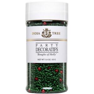 India Tree Boughs of Holly Christmas Sprinkles, 3 oz | Green Sprinkles & Red Nonpareils for Holiday Baking